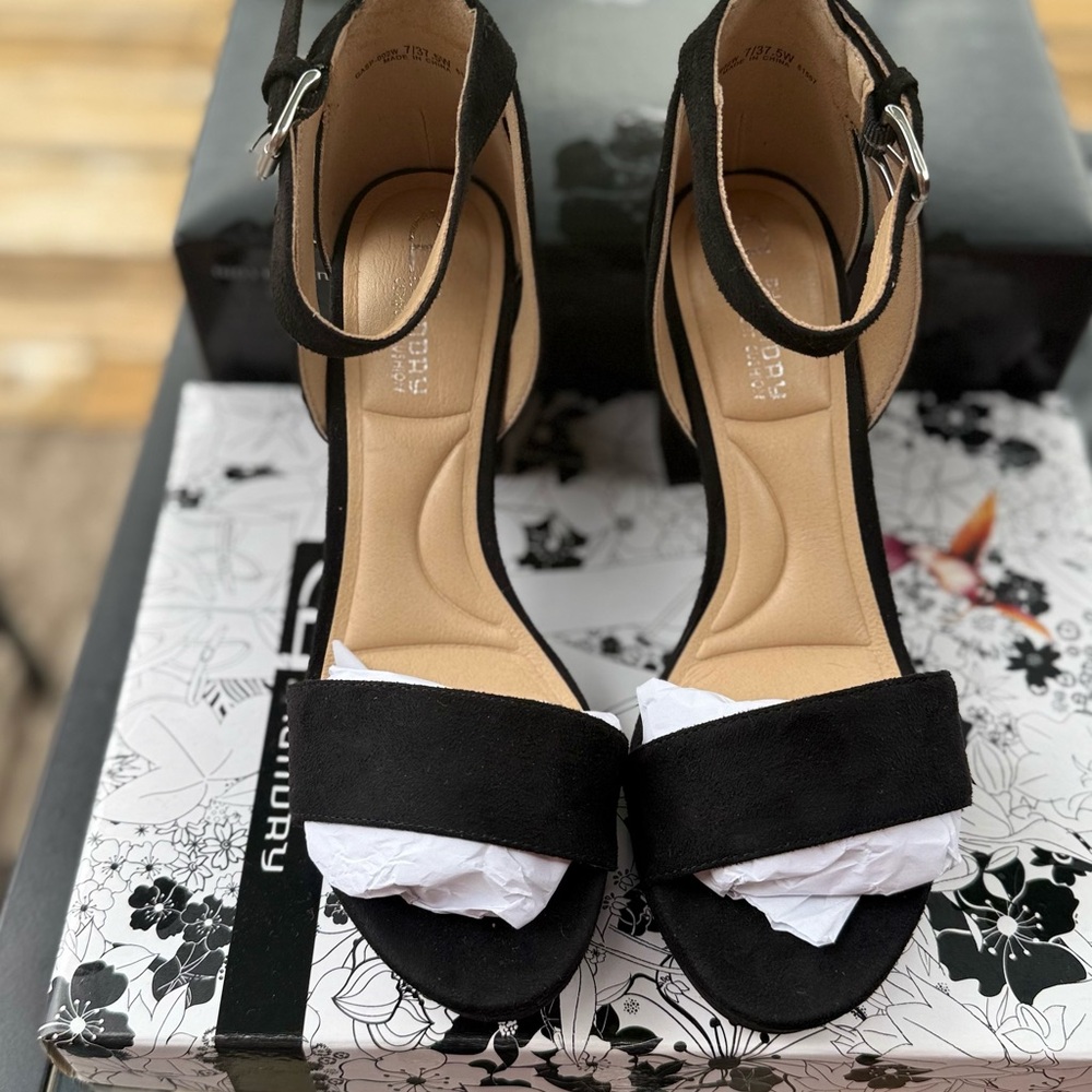 CL by Laundry Black Ankle Strap Heels